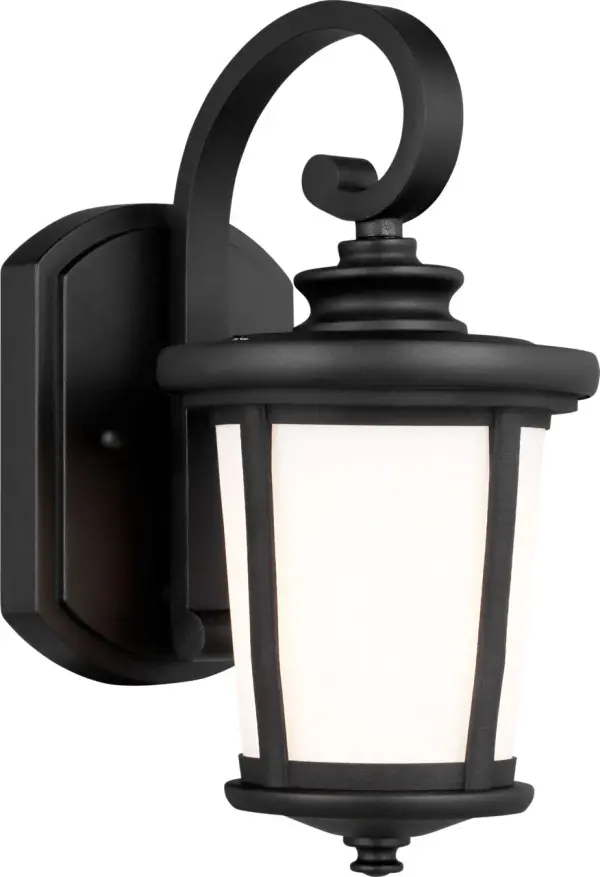 The Eddington Small Outdoor Wall Lantern combines traditional lantern styling with a durable textured black finish. Its compact size makes it ideal for smaller entryways, porches, and side doors while providing reliable outdoor illumination.