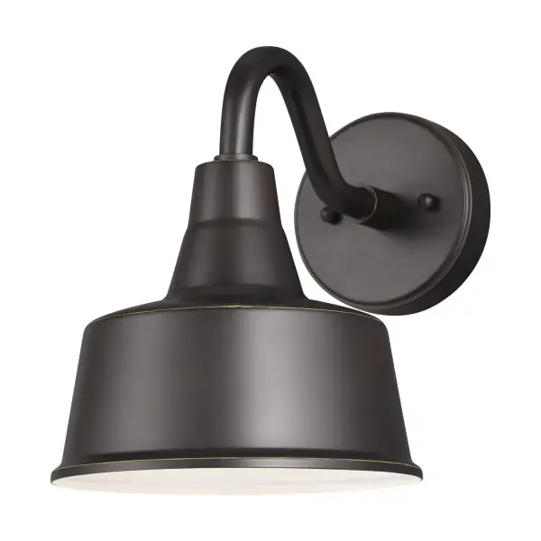 Hand-crafted aluminum fixture delivers authentic barn light styling with modern LED efficiency. Wet-rated for all weather conditions, includes 6-inch extender for customizable projection. Ideal for garages, patios, and commercial entries.