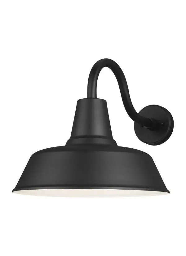 This oversized barn light delivers authentic farmhouse style with modern LED efficiency. Hand-crafted aluminum construction and wet-rated durability make it ideal for high-traffic outdoor areas requiring substantial illumination.