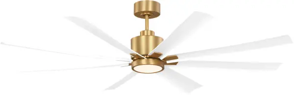 The Flera Smart combines contemporary elegance with cutting-edge technology. Its burnished brass finish and 65" span make it ideal for large spaces, while smart app control and 6-speed operation provide ultimate convenience and comfort.