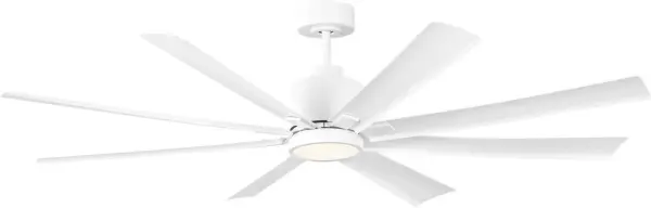 The Flera Smart combines sleek minimalist aesthetics with advanced smart technology, offering 6-speed control via remote or smartphone app. Its 65" span and integrated LED lighting make it ideal for large spaces. - alternate view