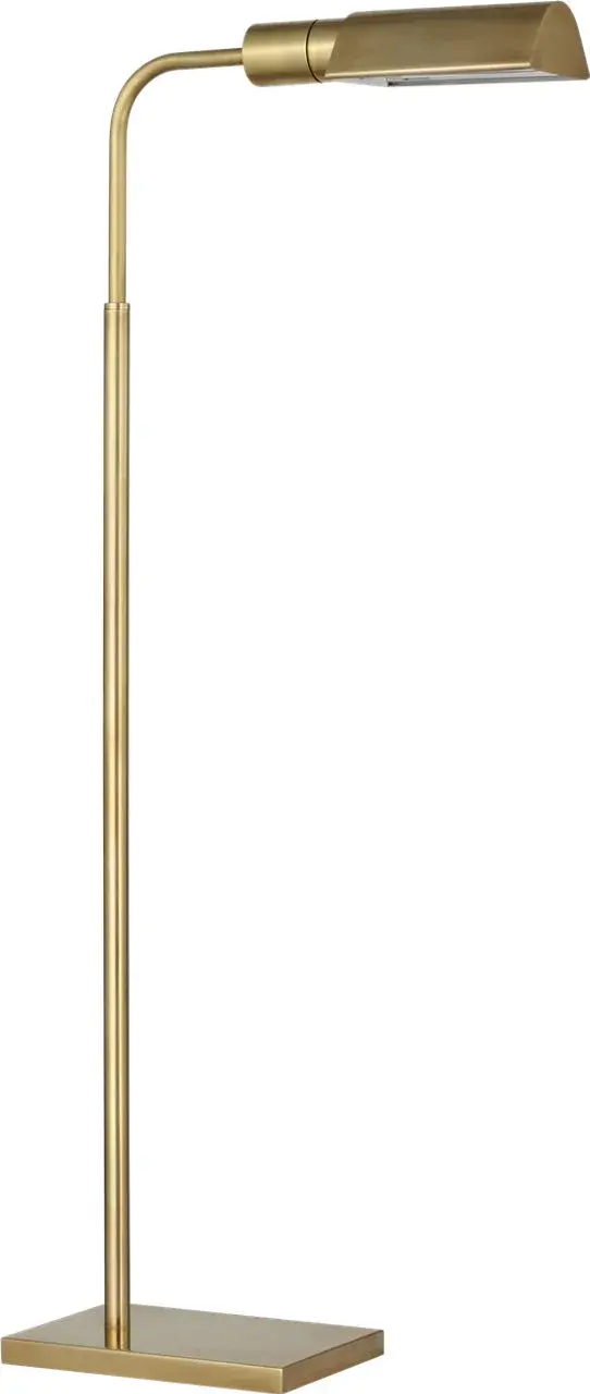 This adjustable pharmacy floor lamp combines traditional styling with modern cordless convenience. The hand-rubbed antique brass finish adds warmth to any space while the adjustable arm provides flexible task lighting. - alternate view
