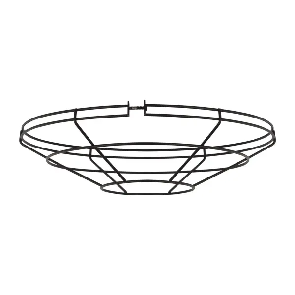 A classic barn light cage accessory in durable black finish, perfect for directing light downward in outdoor areas. Hand-crafted aluminum construction with weather-resistant coating makes it ideal for garages, patios, and commercial spaces.
