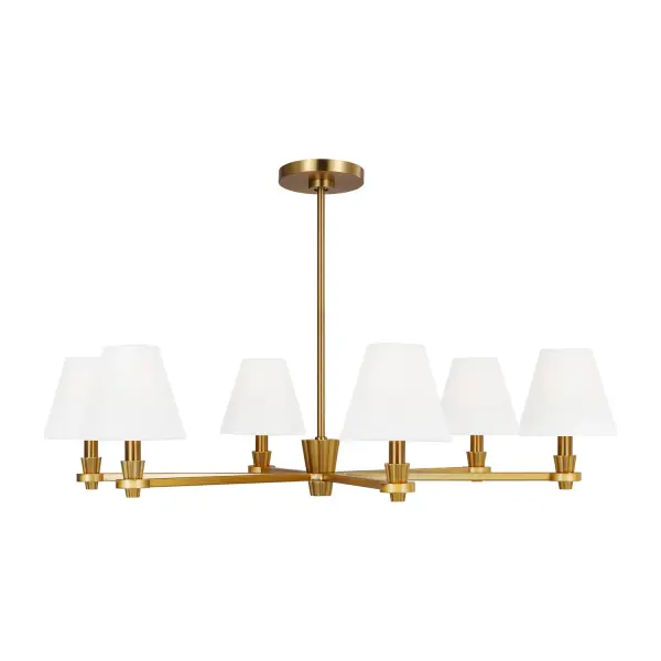 Paisley Six Light Chandelier in Burnished Brass