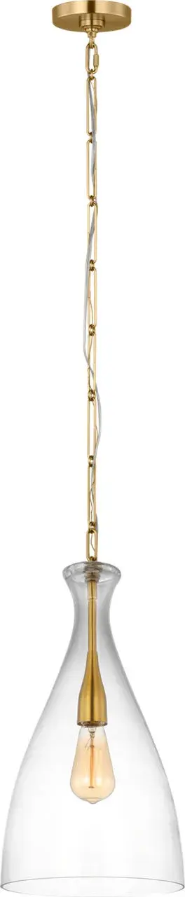 The Athena Small Pendant combines timeless burnished brass with clear glass for a refined look that works in traditional and contemporary settings. Its compact size makes it ideal for smaller spaces or multiples. - alternate view