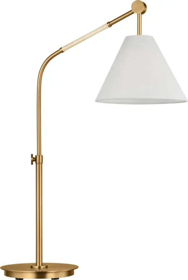 The Remy Large Task Table Lamp combines functional task lighting with elegant design. Its burnished brass finish adds warmth and sophistication to any workspace or reading area, while the adjustable design ensures optimal lighting placement. - alternate view