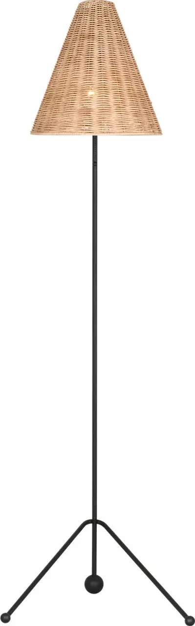 Gustav Medium Floor Lamp with Blonde Rattan Shade - Image 1
