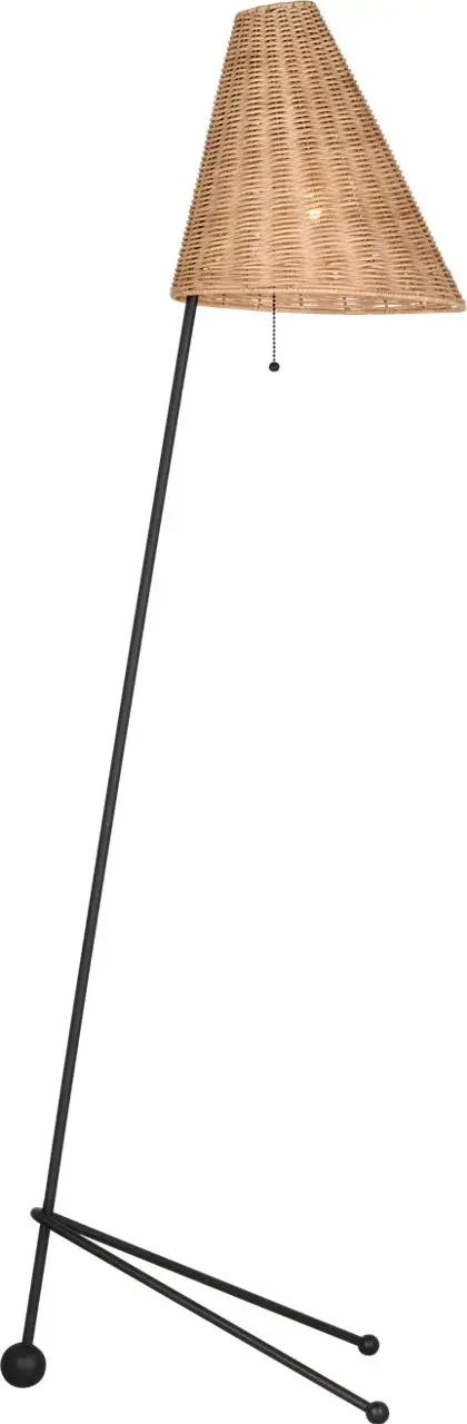 Gustav Medium Floor Lamp with Blonde Rattan Shade - Image 4