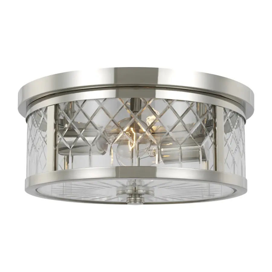 Alec Two Light Flush Mount in Polished Nickel