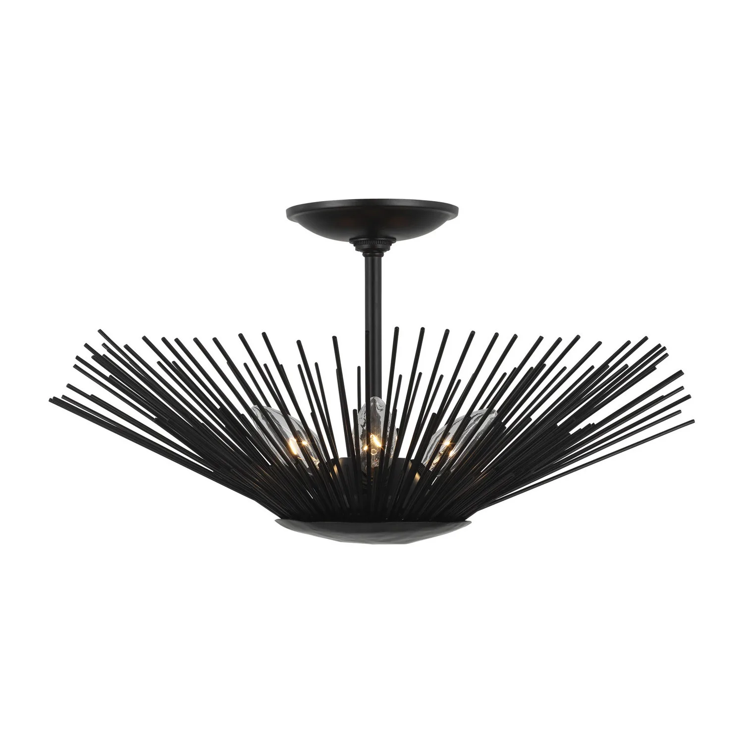 Helios Three Light Semi-Flush Mount in Aged Iron