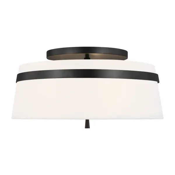 Alexa Hampton's Cordtlandt series delivers sophisticated simplicity with its conical white linen shade and aged iron finish. The optional metal band detail adds visual interest while maintaining clean lines suitable for traditional and contemporary spaces.
