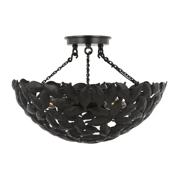 The Kelan by Alexa Hampton brings organic elegance to low-ceiling spaces with its cascading leaf motif and warm glow. This feminine contemporary piece balances decorative artistry with practical illumination.