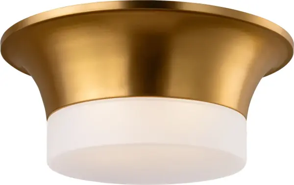 The Sina Medium Flush Mount combines warm burnished brass with clean contemporary lines, making it ideal for spaces with lower ceilings. Its versatile design works beautifully in both residential and commercial settings. - alternate view