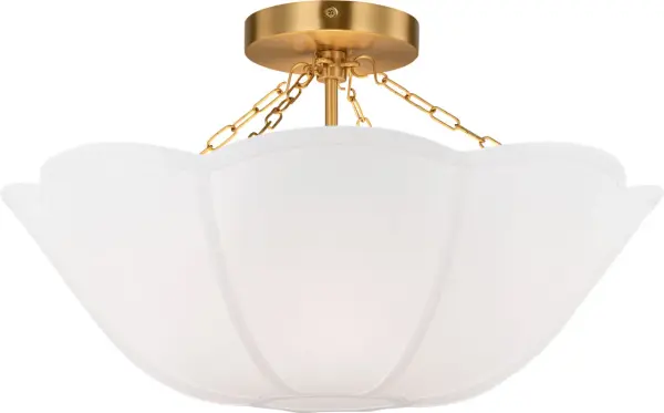 The Stassi Medium Semi Flush Mount combines transitional elegance with practical functionality. Its burnished brass finish adds warmth while the semi-flush design works perfectly in spaces with standard ceiling heights.