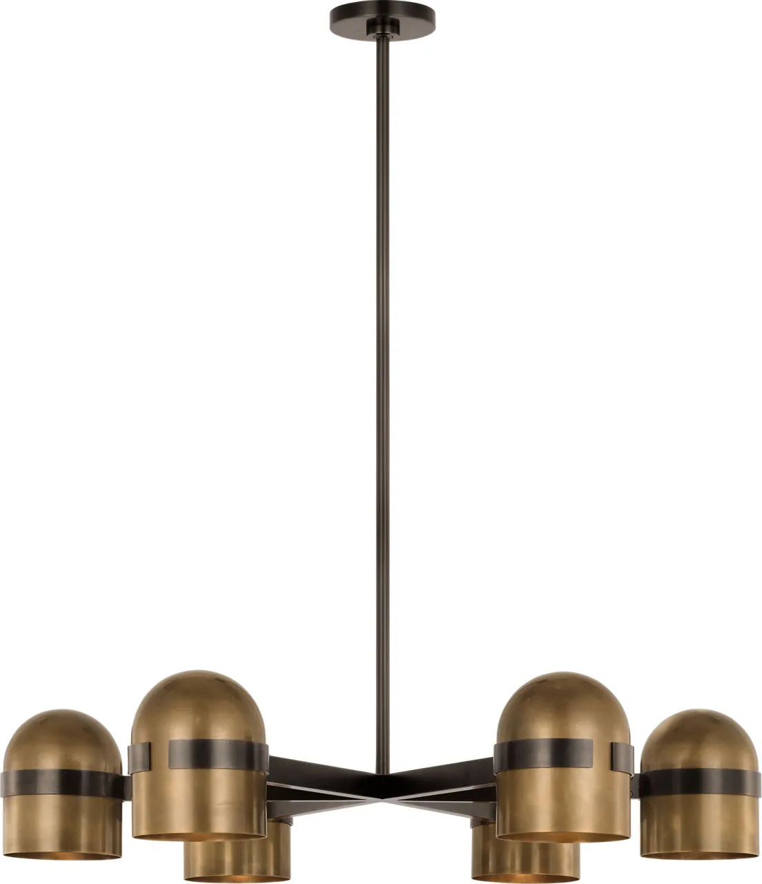Octavia Large Chandelier in Blackened Bronze and Bright Worn Brass