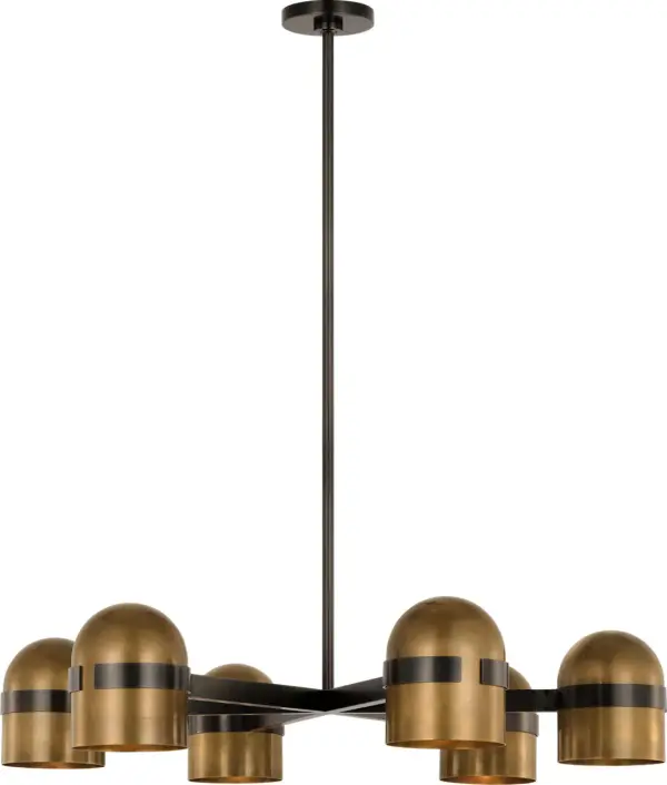 Octavia Large Chandelier in Blackened Bronze and Bright Worn Brass - Image 4