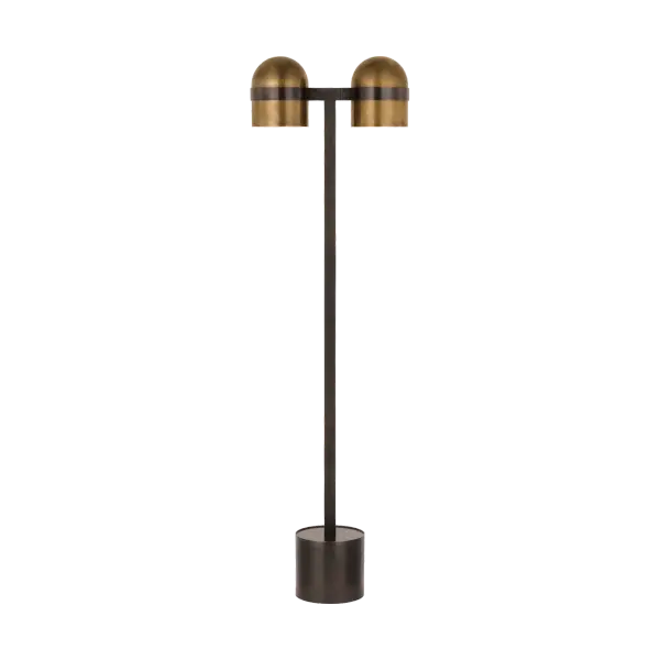 The Octavia Medium Floor Lamp combines blackened bronze and bright worn brass finishes for a refined transitional aesthetic. Featuring integrated 2700K LED with 90 CRI for exceptional color rendering, this floor lamp delivers both style and superior lighting quality for discerning spaces.
