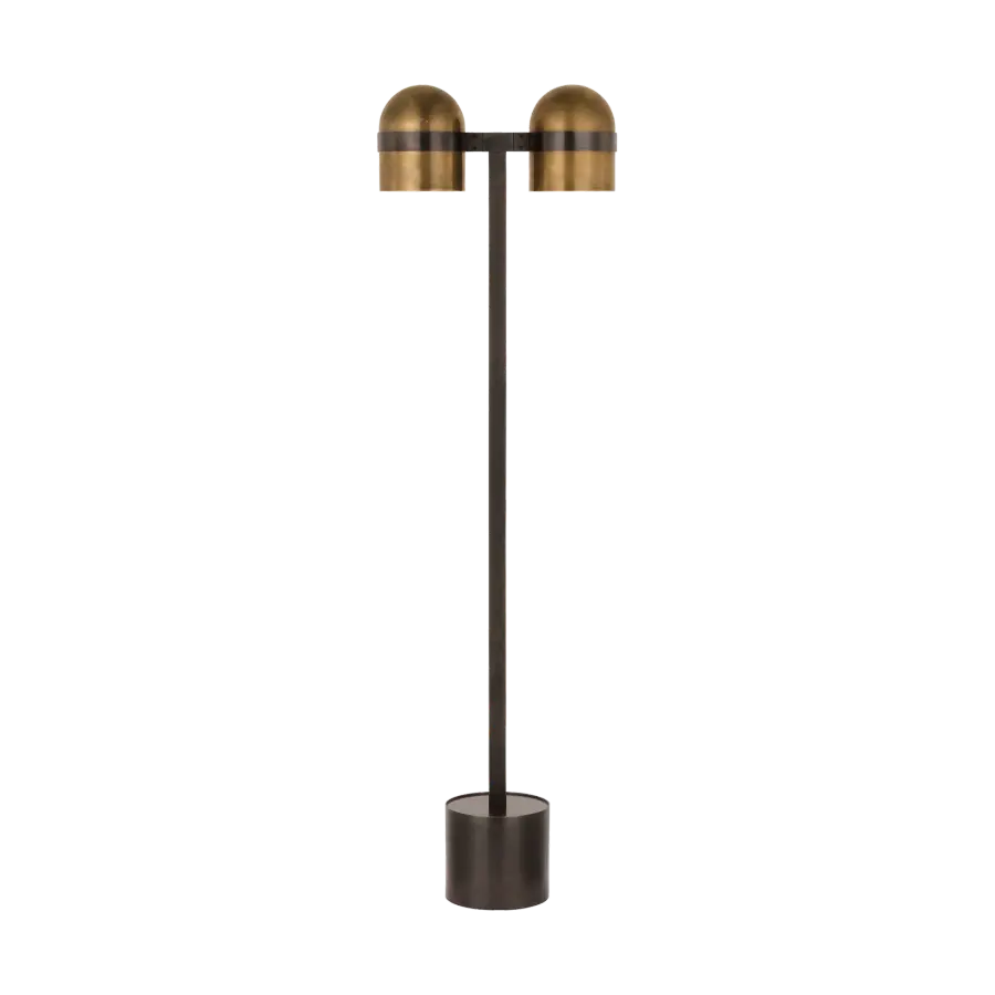Sophisticated Mixed-Metal Floor Lamp with Warm LED Illumination - Image 1