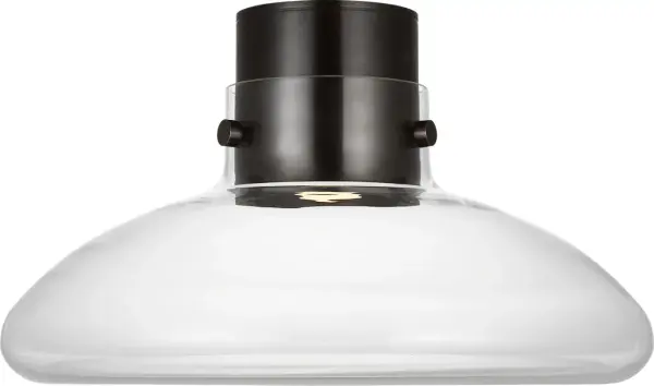 The Morgan flush mount combines classic burnished bronze finish with clear glass in a versatile 18" profile. Features advanced 2700K-1800K warm dimming and exceptional 90 CRI for superior color rendering in low-ceiling spaces.