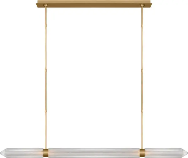 The Langston combines minimalist brass structure with uniquely pointed crystal elements for a sophisticated linear chandelier. Designed by AvroKO, it balances elegant past forms with organic natural inspiration.
