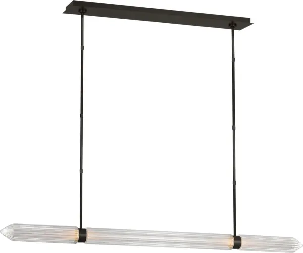 The Langston combines elegant crystal forms with organic assembly inspired by nature. Minimalist brass armature puts focus on uniquely pointed glass elements with beautiful layered internal LED illumination. - alternate view