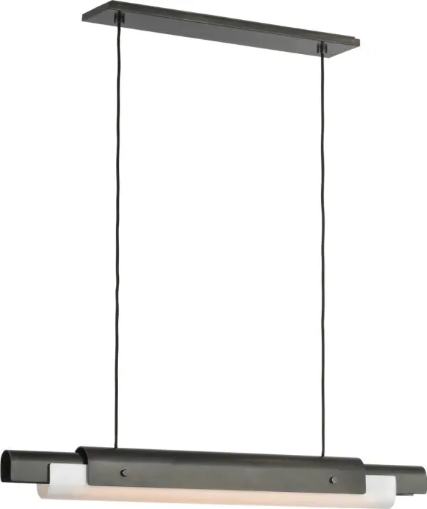 The Ambrose 36" Linear Chandelier combines contemporary elegance with advanced lighting technology. Featuring warm dimming from 2700K to 1800K and exceptional 90 CRI color rendering, it delivers restaurant-quality ambiance. - alternate view