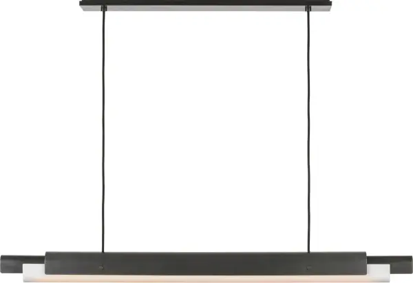 The Ambrose 54" Linear Chandelier combines contemporary elegance with advanced lighting technology. Its bronze finish and linear form make it perfect for modern dining spaces and kitchen islands, while the 2700K-1800K dimming capability creates ambiance from bright task lighting to warm intimate glow. - alternate view