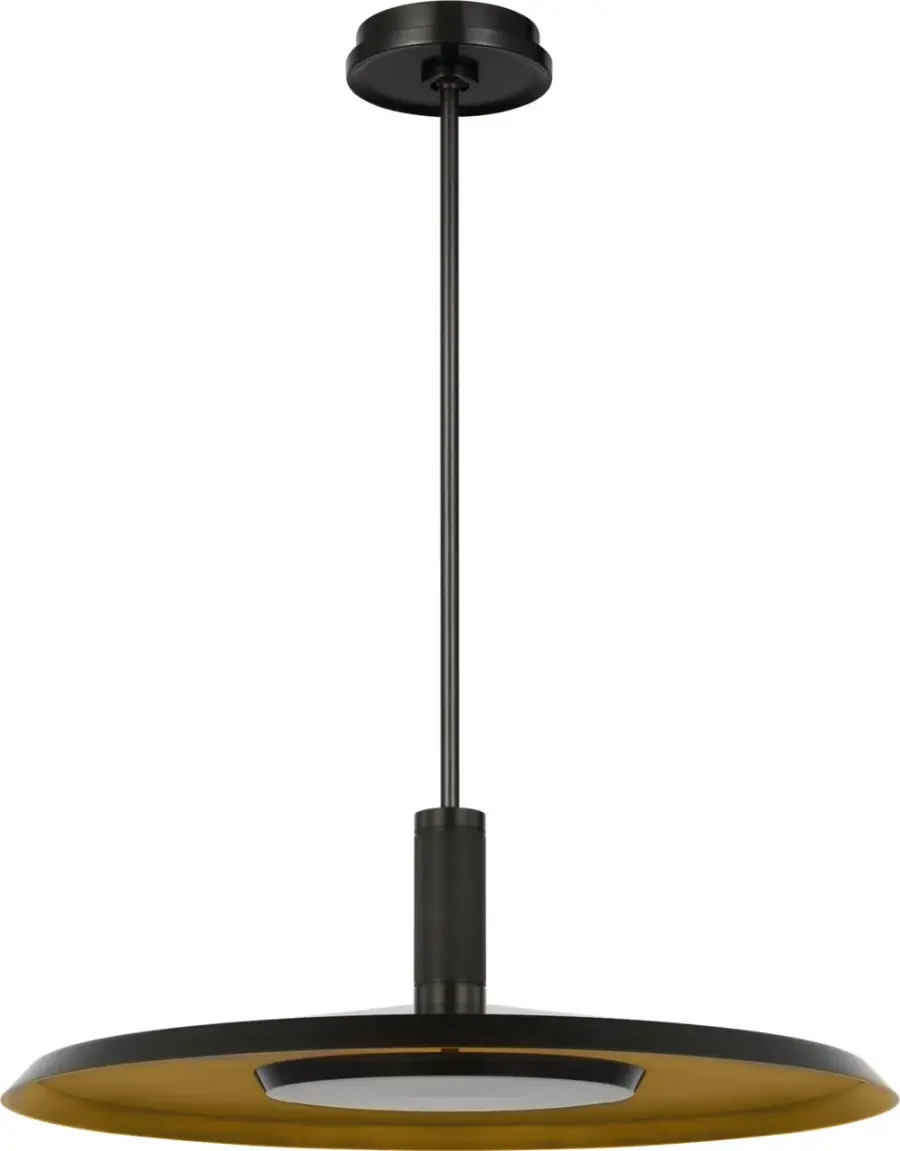 Saucer X-Large Pendant in Dark Bronze and Darkened Brass