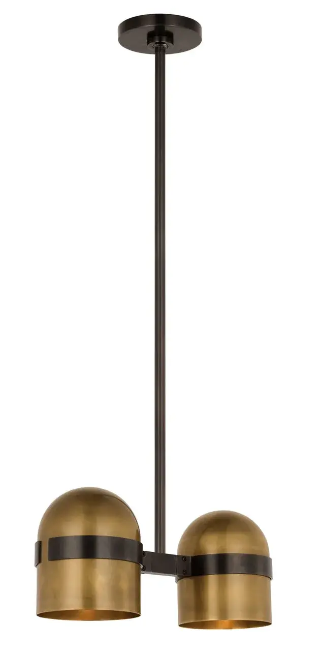 Octavia Large Pendant in Blackened Bronze and Bright Worn Brass - Image 2