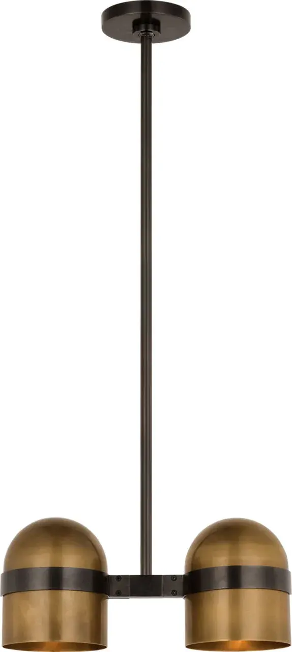Octavia Large Pendant in Blackened Bronze and Bright Worn Brass - Image 3