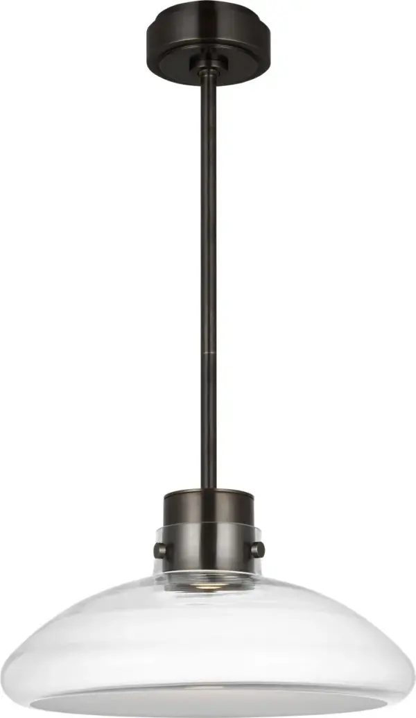 Morgan 16" Pendant in Burnished Bronze with Clear Glass - Image 1