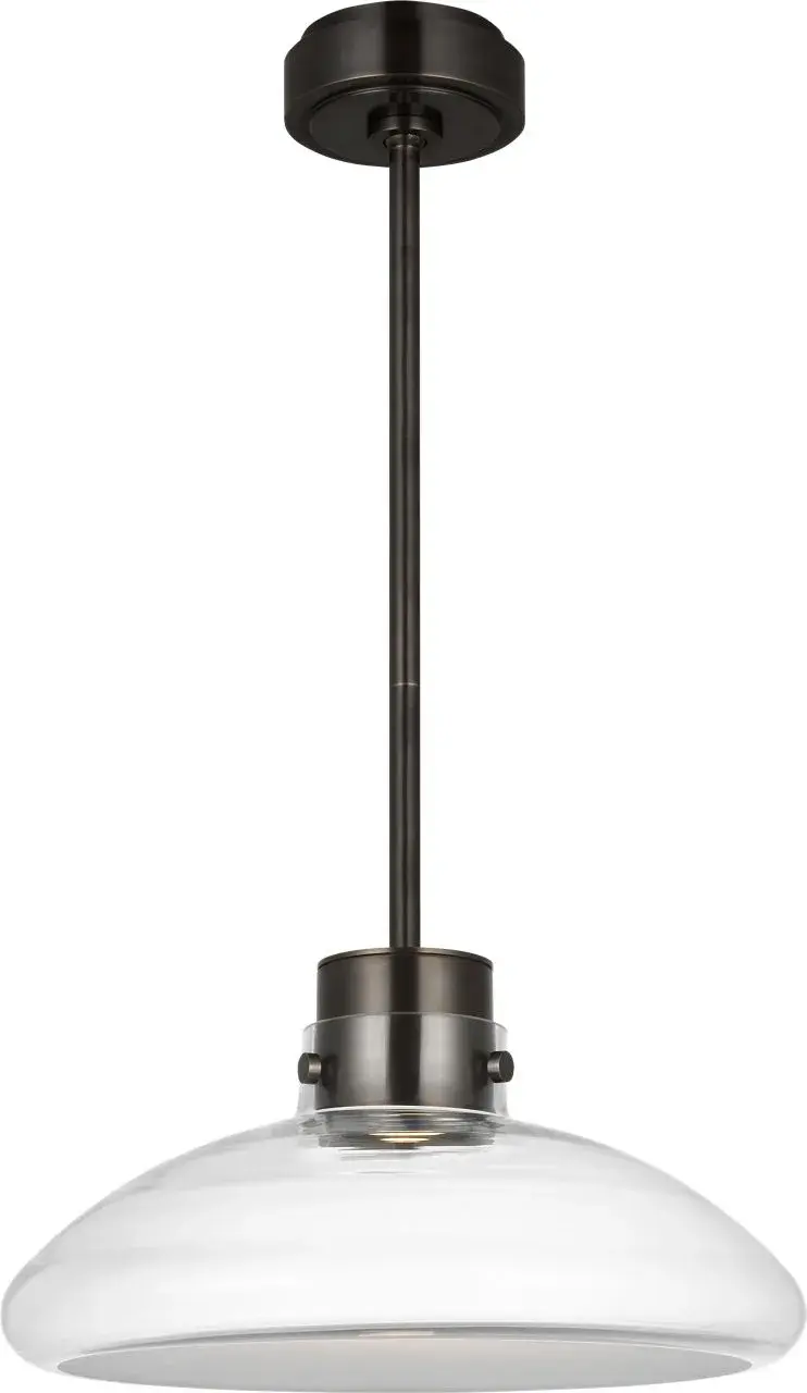 Morgan 16" Pendant in Burnished Bronze with Clear Glass - Image 1