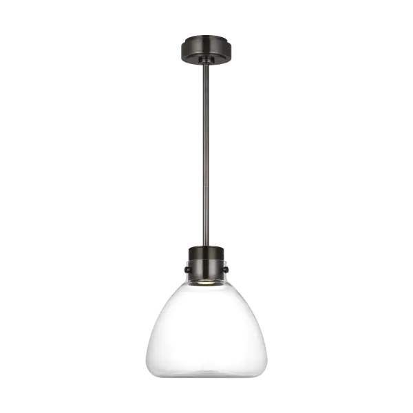 Morgan 12" Pendant in Burnished Bronze with Clear Glass - Image 1