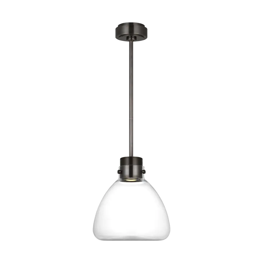Morgan 12" Pendant in Burnished Bronze with Clear Glass - Image 1