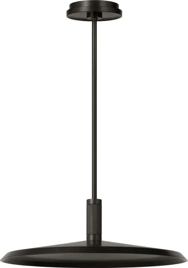 The Saucer Direct 18" Pendant combines contemporary design with advanced lighting technology. Featuring 2700K-1800K warm dimming and 90 CRI, it delivers restaurant-quality illumination with exceptional color rendering. - alternate view