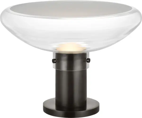 The Morgan 16" table lamp combines burnished bronze metalwork with clear glass for a sophisticated look. Features advanced 2700K-1800K warm dimming and 90 CRI for exceptional light quality and ambiance control.