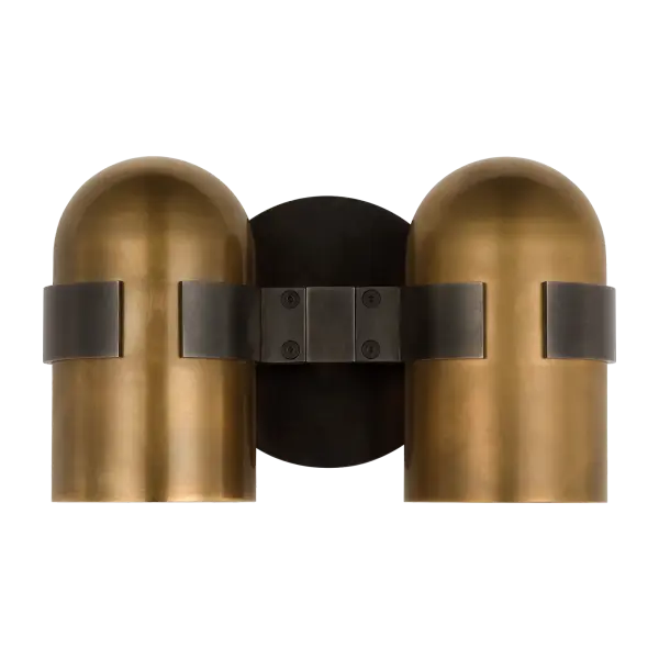 The Octavia Medium Sconce combines blackened bronze and bright worn brass finishes for a striking transitional aesthetic. With 2700K warm LED and 90 CRI, it delivers exceptional color rendering perfect for residential and hospitality settings.