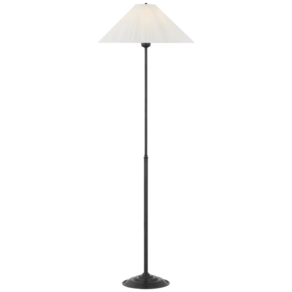 The Soren floor lamp combines timeless bronze metalwork with a sophisticated silk pleated shade, offering warm ambient lighting at 53 inches tall. Perfect for traditional and transitional interiors seeking refined elegance. - alternate view