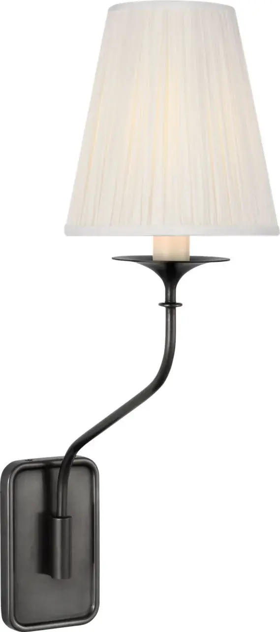 Knox 19" Single Sconce in Bronze with Silk Pleated Shade - Image 1