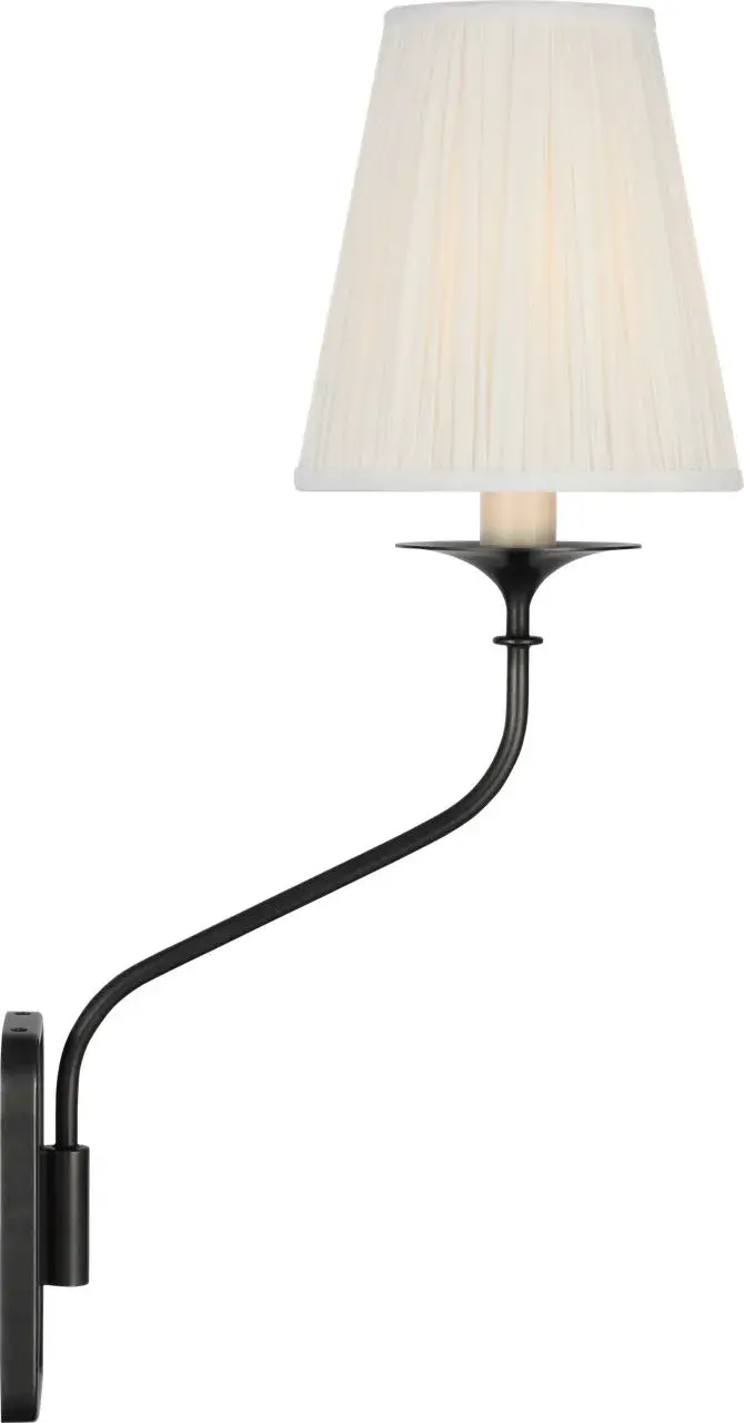 Knox 19" Single Sconce in Bronze with Silk Pleated Shade - Image 3