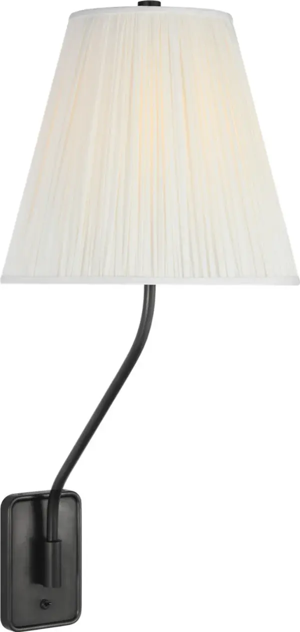 Knox 26" Single Sconce in Bronze with Silk Pleated Shade - Image 1