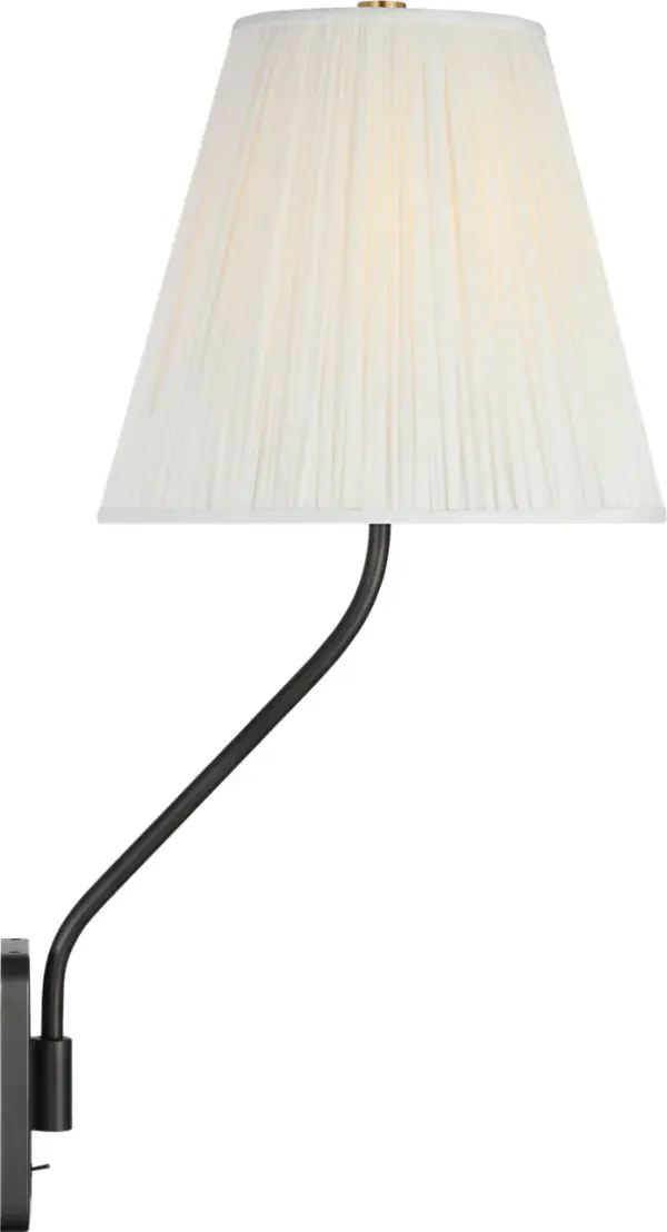 Knox 26" Single Sconce in Bronze with Silk Pleated Shade - Image 2