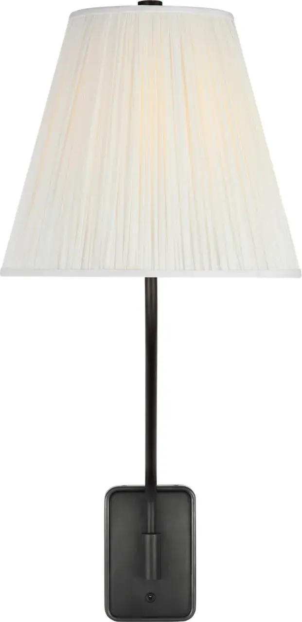Knox 26" Single Sconce in Bronze with Silk Pleated Shade - Image 3