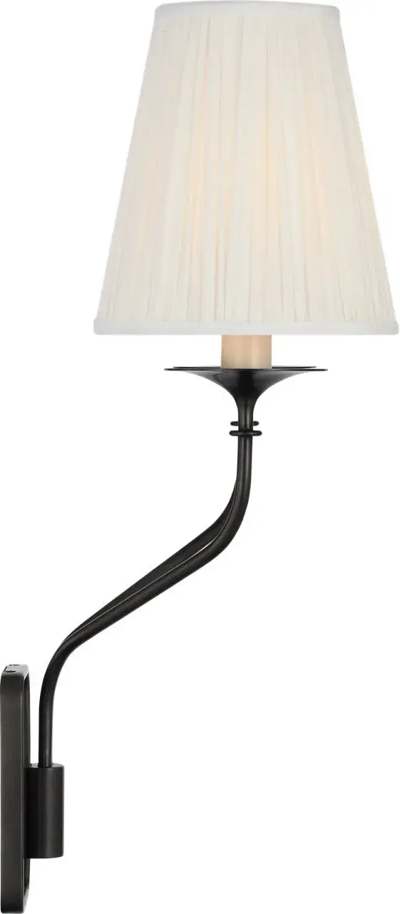 Knox 19" Double Sconce in Bronze with Silk Pleated Shades - Image 2