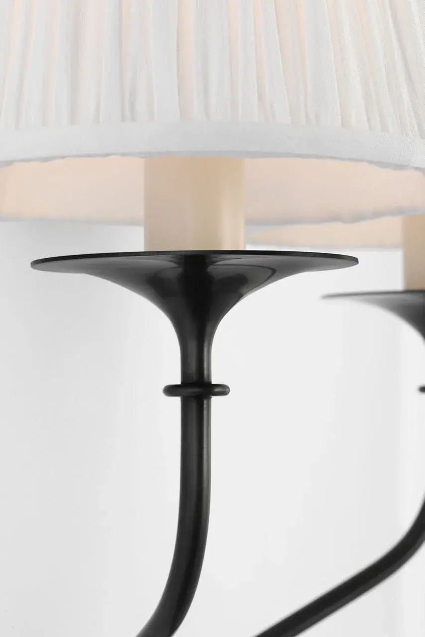 Knox 19" Double Sconce in Bronze with Silk Pleated Shades - Image 4