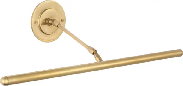 The Emery 24" Picture Light combines traditional elegance with functional illumination. Its hand-rubbed antique brass finish adds warmth and sophistication to artwork displays in residential and commercial settings.