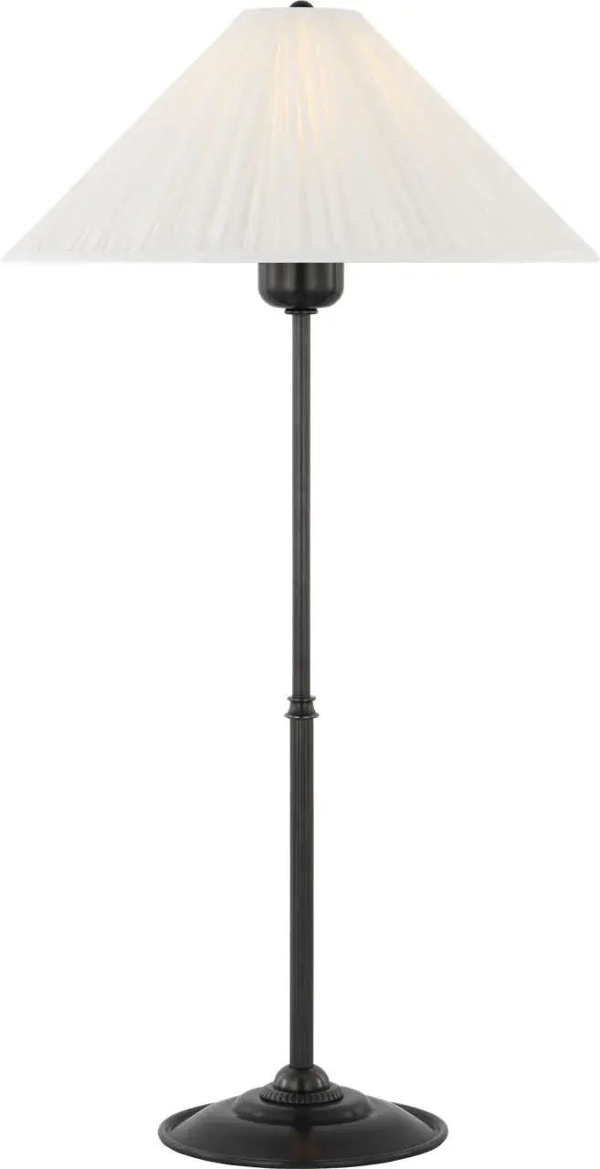 Elegant Bronze Table Lamp with Classic Silk Pleated Shade - Image 1