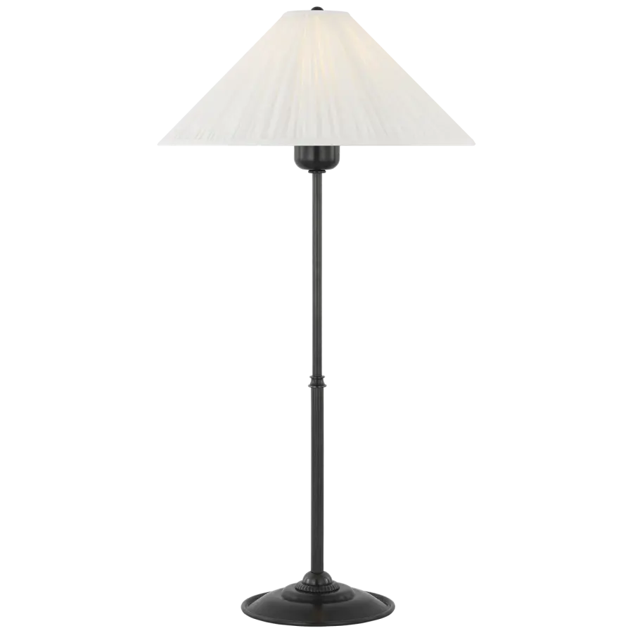 Elegant Bronze Table Lamp with Classic Silk Pleated Shade - Image 2