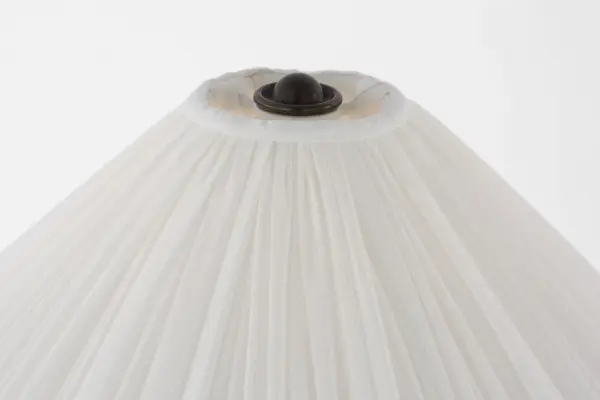 Elegant Bronze Table Lamp with Classic Silk Pleated Shade - Image 3