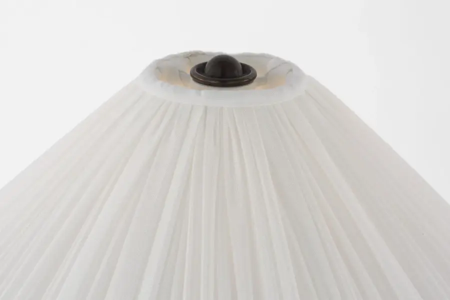 Elegant Bronze Table Lamp with Classic Silk Pleated Shade - Image 3